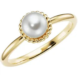 Perlenring FIRETTI "Schmuck Geschenk Silber 925 Damenring Fingerring Rand Kordeloptik" Gr. 18, gelbgoldfarben, weiß, Fingerringe, Damen, 18, Perlen Silber 925 (Sterlingsilber), 2mm, Perlen, Silber 925 (Sterlingsilber), Perlenring, mit Muschelperle