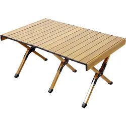 JAWINIO Gartentisch klappbar Falttisch tragbar Aluminium Holzoptik
