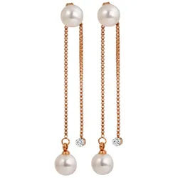 Adelia ́s Paar Ohrhänger Damen Ohrringe – Ohrstecker aus Edelstahl mit Perle, Ein Geschenk, das Freude macht goldfarben