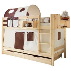 Ticaa Etagenbett Etagenbett "Marcel" Kiefer Natur Classic beige