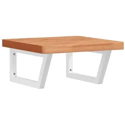 vidaXL Badezimmerspiegelschrank Waschbeckenregal Wandmontage Stahl und Massivholz Buche (1-St) braun