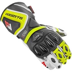 Bogotto Monza perforierte Motorradhandschuhe, schwarz-weiss-gelb, Größe M