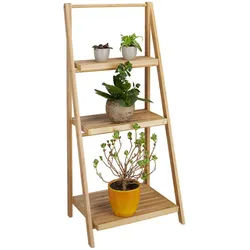 Relaxdays Blumentreppe , Hellbraun , Holz , 45x99x32 cm , Wohnzimmer, Wohnzimmertische, Blumenständer