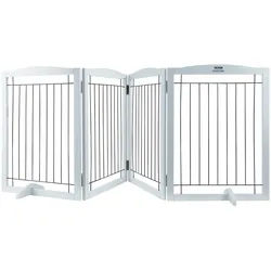 VEVOR Freistehendes Hundetor, Haustiertor, 610 x 813 mm Türschutzgitter 4-Platten-Faltbares Hundetor für Breite & Schmale Durchgänge, Erweiterbare Klappbare Hundebarriere, Weißes Treppenschutzgitter