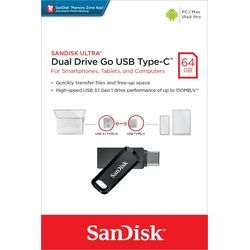 Sandisk USB 3.1 OTG Stick 64GB, Ultra Dual Go Typ-A-C, (R) 150MB/s, Memory Zone, Retail-Blister