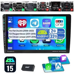 ESSGOO DAB+ Für Fiat Ducato 2006-2023 Carplay Android 15 Autoradio GPS Wifi Autoradio (DAB (optional), DAB+ (optional), 4+64GB(optional), RDS, AM, FM, Carplay Android Auto Bluetooth EQ USB GPS Navi WIFI Touchscreen) schwarz