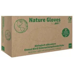 Nature Gloves Nitrilhandschuhe, puderfrei, grün, Unsterile und reißfeste Einmalhandschuhe mit Fingerspitzentexturierung, 1 Packung = 100 Stück, Größe L