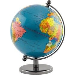 BRUBAKER Globus Designer Weltkugel, 19 cm groß, (1-tlg), stilvolle Erdkugel aus Acryl und Edelstahl, Globus Deko Kugel, Büro blau