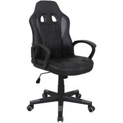 Mid.you Gamingstuhl , Grau, Schwarz , Kunststoff, Textil , Drehkreuz , 56x104-113x64 cm , Wippmechanik mit Härtegradeinstellung, Sitzfläche 360° drehbar, inklusive Armlehnen , Büromöbel, Bürostühle, Gaming-Sessel