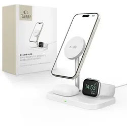QI15W-A22 Inductive MagSafe Charger with 3in1 MagSafe Stand for Smartphone / Apple Watch / AirPods - White