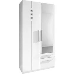 priess Kleiderschrank 1-bis 5-türig, mit silberfarbigen Applikationen weiß 94 cm x 193 cm x 54 cm