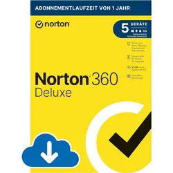 Norton 360 Deluxe 2026, 5 Geräte, 1 Jahr, Kein Abo, Download