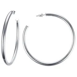 Order & Smile Schmuck Paar Creolen Creolen Ohrringe groß: Ohrstecker aus Edelstahl silberfarben
