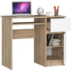 Raumhirsch Furniture Schreibtisch 90 cm Breite - Computertisch 90 cm Breite - Optimale Arbeitsfläche, Hochwertiges Laminat, Stauraum, elegantes Design, Selbstmontage weiß 90 cm x 77 cm x 50 cm