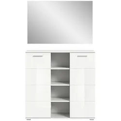 Xora Garderobe , Weiß, Weiß Hochglanz , Glas, Holzwerkstoff , 110x191x37 cm , Garderobe, Garderoben-Sets & Garderoben-Serien