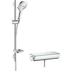 hansgrohe Raindance Select Brausesystem Aufputz 120 mit Ecostat Select Thermostat und Brausestange 65 cm, 27038000, Farbe: Chrom