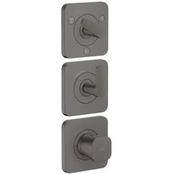 Hansgrohe AXOR Citterio C Thermostatmodul 380⁄120 Unterputz mit Rosetten für 3 Verbraucher - Cubic cut, Brushed Black Chrome