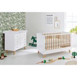 Pinolino Babyzimmer , Weiß, Eichefarben , Holzwerkstoff , 3 Schubladen , zum Juniorbett umbaubar, höhenverstellbar, Sprossen mit Normabstand, Aufbauanleitung im Karton, Lattenrost inklusive, Schlupfsprossen , Baby & Kindermöbel, Babyzimmer, Babyzimmer-serien