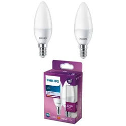 2er Set Philips LED Kerzenlampe E14 B35 4,9W 4000K Neutralweiß matt