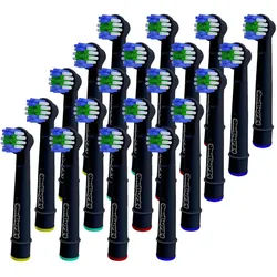 OneBuy24 - Aufsteckbürsten schwarz kompatibel mit vielen Oral-B elektrischen Zahnbürsten Zahnbürste 20 St
