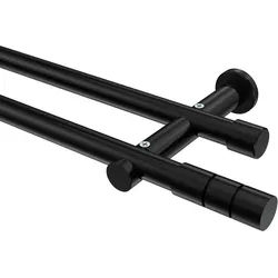 GARDINENSTANGE Platon Elanto 540 cm (geteilt in 3 x 180 cm), 2-läufig (ohne Ringe), 20 mm Ø Schwarz