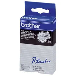 Brother Beschriftungsband TC-M91 Schriftbandkassetten - laminiert 9 mm x 77 m schwarz auf farblo