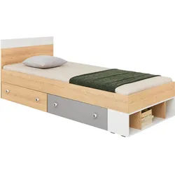 Mirjan24 Jugendbett Pixel Px14/15 L/P , Eichefarben, Weiß , Holzwerkstoff , 2 Schubladen , 90x200 cm , Babymöbel & Kindermöbel, Kinderzimmer & Jugendzimmer, Kinderbetten, Kinderbetten & Jugendbetten