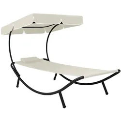 furnicato Gartenliege Sonnenliege Cremeweiß 200 x 90 x 112 cm mit großem Sonnendach weiß