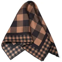 MayTree Seidentuch Herren handrolliert aus Twill-Seide, 53x53 kariert braun, (Stück), 100% Seide, mit handrolliertem Rand braun