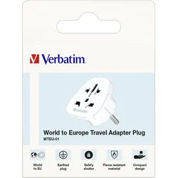 Verbatim Steckdosenadapter, Universal Travel, WTEU-01 100-250V, 50/60Hz, weiss, Retail