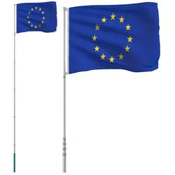 vidaXL Flagge, Europaflagge mit Mast 5,55 m Aluminium