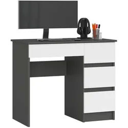Raumhirsch Furniture Schreibtisch Graphit Grau, Weiß 77/90/50 , Holzwerkstoff , Rechteckig , 90x77x50 cm , Büromöbel, Schreibtische, Schreibtische