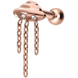 Titan Ohrpiercing mit Innengewinde UFO + KETTEN + KRISTALLE
