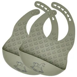 SEI Design Lätzchen 2 Stück Auffanglätzchen Baby Silikonlätzchen, (2-St., Silikonlätzchen), BPA/PVC/BPP-frei grün