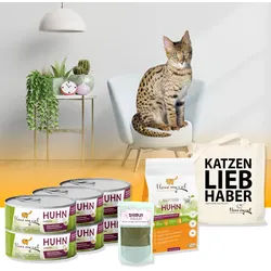 I love my cat Sparset für Savannah Katzen Trockenfutter und Nassfutter mit Huhn Nahrungsergänzung Set 1,95 kg