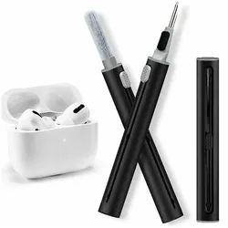 CoolGadget Reinigungs-Set Universal für Kopfhörer Gitter und Ladecase Box, (Metallspitze & Bürste, 3in1 Reiniugungsstift), zur gründlichen Reinigung von z.B. AirPods & Ladehülle schwarz