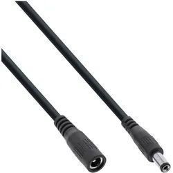 INLINE DC Verlängerungskabel, DC Stecker/Buchse 5,5x2,1mm, AWG 18, schwarz, 5m