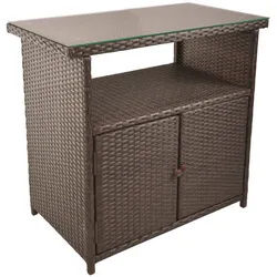 Gardenson Gartenkommode , Braun, Schwarz , Kunststoff , 50x84x90 cm , stehend, wetterfest, für den Außenbereich geeignet, Abdeckplatte aus Glas , Gartenzubehör, Kissenboxen