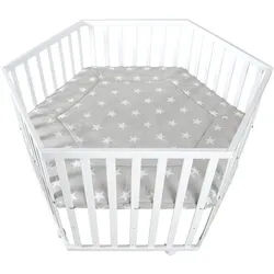 Roba Laufgitter 6-eckig, Little Stars , Weiß , Holzwerkstoff , Stern/Sternzeichen , Sechseckig , 118.5x72.5x103.5 cm , Babymöbel & Kindermöbel, Babyzimmer, Laufgitter