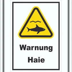 HB-Druck Schild Warnung Haie A3 Rückseite selbstklebend