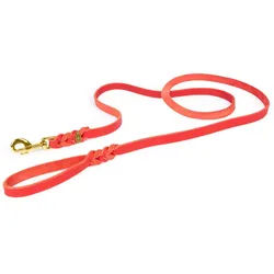 CopcoPet Hundeleine Fettlederleine mit Handschlaufe, Leder rot 1,50 m | 1 cm