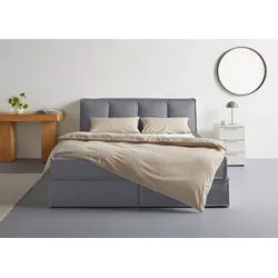 LeGer Home by Lena Gercke Boxspringbett Addyson (Härtegrade H2, H3 und H4 wählbar), Boxspringbett inkl. Topper, 2 Matratzen grau 190 cm x 230 cm