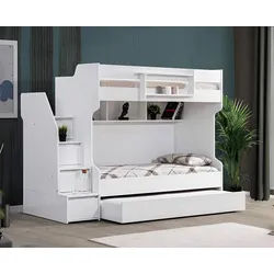Xlmoebel Etagenbett Weißes Etagenbett mit Stauraum für Bücher und Spielzeug, Made in Europa
