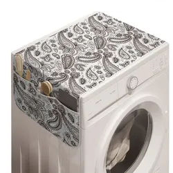 Abakuhaus Badorganizer Anti-Rutsch-Stoffabdeckung für Waschmaschine und Trockner, Brown Paisley Zentangle Blick Motiv braun
