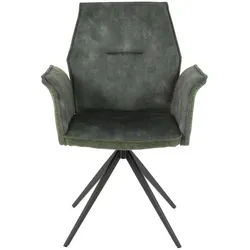 P & B Armlehnstuhl , Grün, Schwarz , Metall, Textil , eckig , 65x92x64 cm , Typenauswahl, Sitzfläche 360° drehbar, abwischbar, gepolsterte Armlehnen , Esszimmer, Stühle, Holzstühle