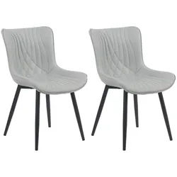 CLP Stuhl 2er Set Lederlook grau , Grau , Metall , 50x80.5x62 cm , Esszimmer, Stühle