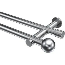 GARDINENSTANGE Platon Luino 480 cm (geteilt in 3 x 160 cm), 2-läufig (ohne Ringe), 20 mm Ø Chrom