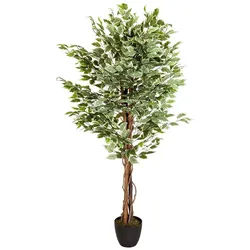 bümö plants Ficus Kunstbaum - Täuschend echte Birkenfeige, geruchlose Premium Kunstpflanze für lebendiges Ambiente - authentische, künstliche