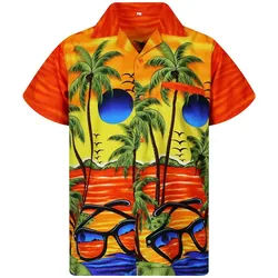 King Kameha Hawaiihemd Sunglasses Funky Hawaii-Hemd Kurzarm Front-Tasche Stylish Unisex orange 4XL