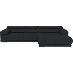 Beldomo Speed Ecksofa , Anthrazit , Leder , Echtleder , Semi-Anilinleder , Ottomane rechts, L-Form , 330x190 cm , Typenauswahl, Fußauswahl, Lederauswahl, seitenverkehrt erhältlich, Hocker erhältlich, Rückenfutter, individuell planbar , Wohnzimmer, Sofas & Couches, Wohnlandschaften, Ecksofas